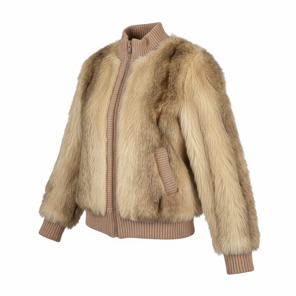 Women's Faux Fur Bomber Jacket Lilli Ann San Francisco Size S Penny Lane